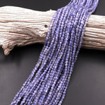 Faceted Natural Tanzanite Coin Beads 3mm 4mm Flat Disc Dazzling Micro Diamond Cut 15.5" Strand