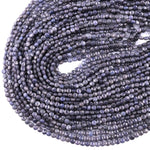 Faceted Natural Blue Sapphire Coin Beads 3mm 4mm Flat Disc Dazzling Micro Diamond Cut 15.5" Strand