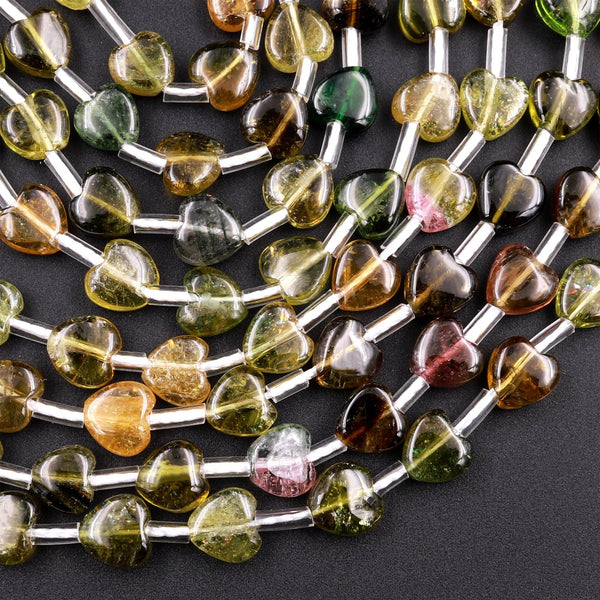 Natural Multicolor Green Yellow Tourmaline Heart 6mm Beads Gemstone 17" Strand