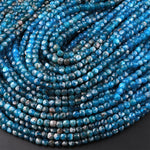 Natural Blue Apatite Faceted 4mm Cube Beads Gemstone Dice 15.5" Strand