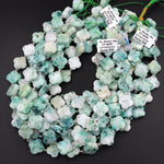 Natural Sky Mountain Jade 4 Four Leaf Clover Beads Hand Carved Flower Gemstone 15.5" Strand