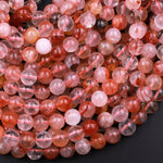 Natural Red Hematoid Lepidocrocite Quartz 4mm 6mm 8mm 10mm Round Beads Rare Red Quartz Crystal Powerful Energy Stone 15.5" Strand