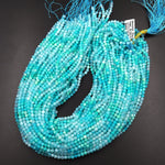 AAA Peruvian Amazonite 4mm Faceted Round Beads Multi Shaded Natural Sea Blue Gemstone Micro Laser Diamond Cut 15.5" Strand