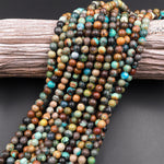 Real Genuine Natural Blue Green Brown Turquoise 4mm 6mm Smooth Round Beads 15.5" Strand