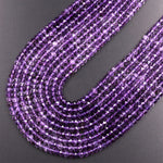 AAA Faceted Natural Amethyst 3mm 4mm Rondelle Beads Shades of Purple 15.5" Strand