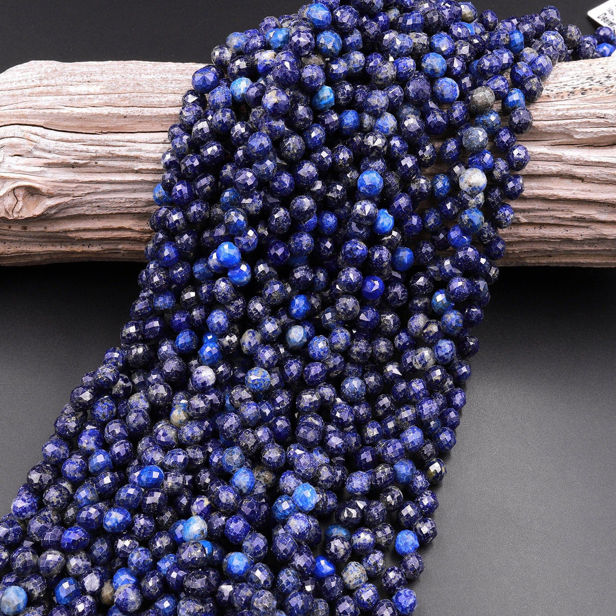 Natural Blue Lapis Faceted 6mm Rounded Briolette Teardrop Beads Good For Earrings 15.5" Strand