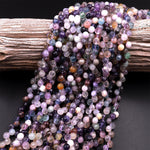 Natural Rainbow Fluorite Faceted 6mm Rounded Briolette Teardrop Beads Good For Earrings 15.5" Strand
