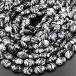 AAA Natural Black Web Jasper Oval Beads 10x14mm 15.5" Strand