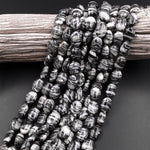 AAA Natural Black Web Jasper Oval Beads 10x14mm 15.5" Strand