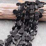 Raw Natural Black Tourmaline Beads Teardrop Shape Real Genuine Black Tourmaline Crystal Gemstones 15.5" Strand