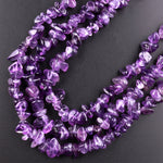 Natural Purple Amethyst Freeform Chip Pebble Nugget Beads Gemstone 15.5" Strand