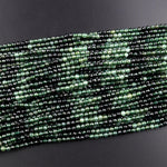 Faceted Russian Green Jade 4mm Round Beads Micro Cut Natural Gemstone 15.5" Strand