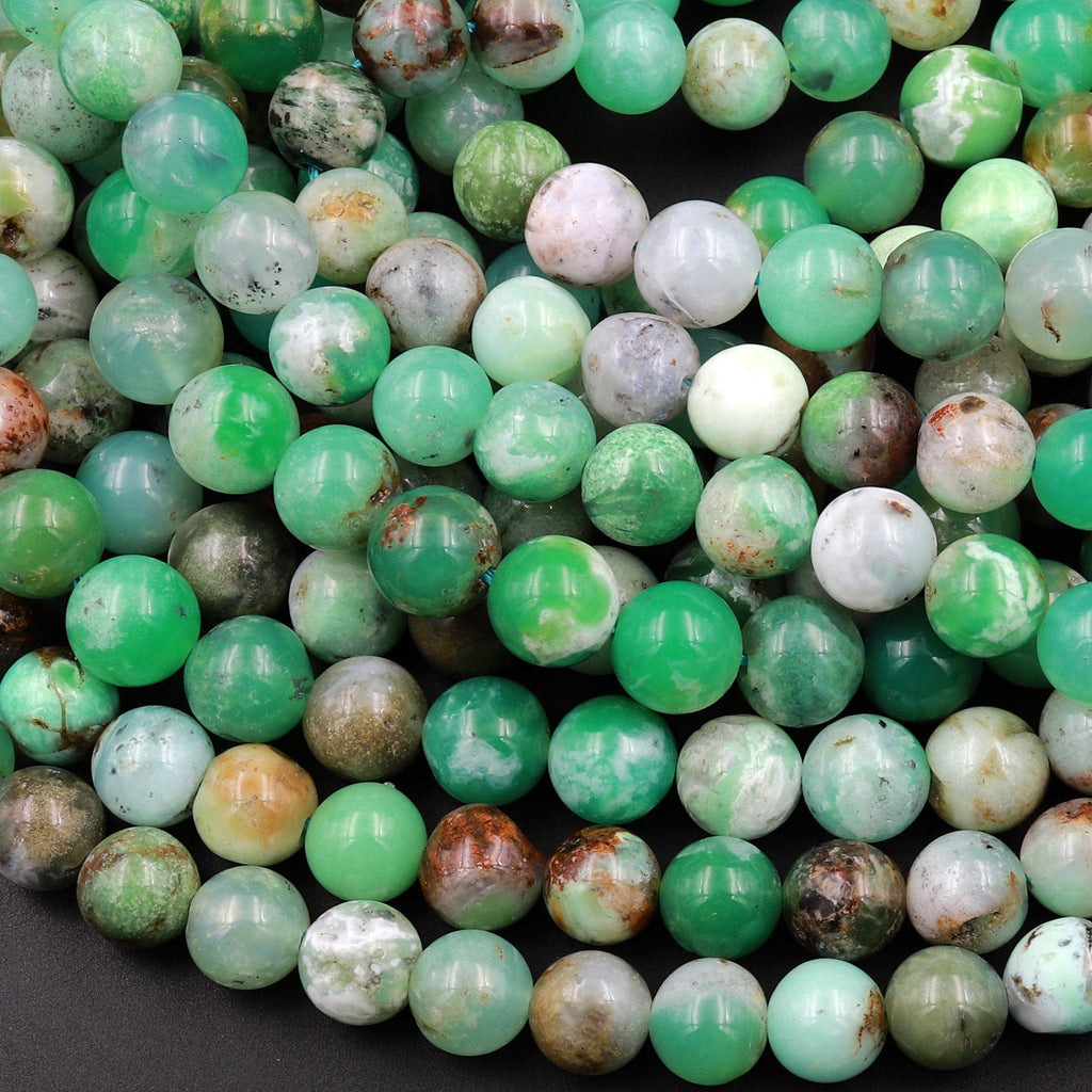 Micro Faceted Natural Brown Green Chrysoprase Faceted Round 2mm