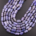 Raw Natural Tanzanite Tube Beads Organic Shape Real Genuine Purple Blue Gemstone 15.5" Strand