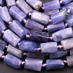 Raw Natural Tanzanite Tube Beads Organic Shape Real Genuine Purple Blue Gemstone 15.5" Strand