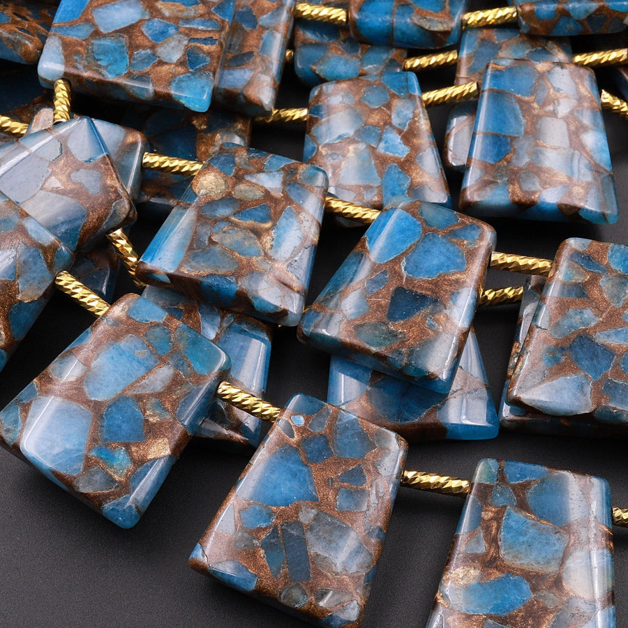 Impression Jasper Trapezoid Beads Aka Copper Turquoise Jasper Pendant 15.5" Strand