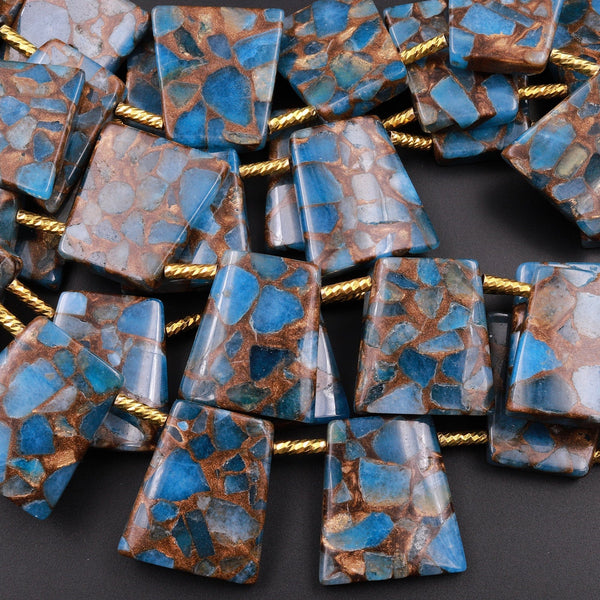 Impression Jasper Trapezoid Beads Aka Copper Turquoise Jasper Pendant 15.5" Strand