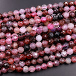 Real Genuine Natural Spinel Faceted Round Beads 6mm Multicolor Red Pink Purple Gemstone 15.5" Strand