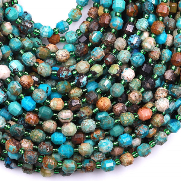 Genuine Natural Turquoise Rounded Prism 6mm Beads 15.5" Strand