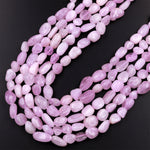 Natural Kunzite Freeform Rounded Pebble Nuggets Beads Lilac Pink Gemstone 15.5" Strand