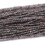 Rare Natural Smoky Obsidian Faceted 4mm Round Beads 15.5" Strand