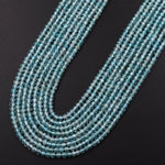 AAA Micro Faceted Natural Teal Green Apatite 3mm Rondelle Beads 15.5" Strand