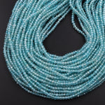 AAA Micro Faceted Natural Teal Green Apatite 3mm Rondelle Beads 15.5" Strand