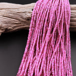 Genuine Natural Burma Pink Sapphire Faceted Rondelle 3mm 4mm Beads Sparkling Real Genuine Pink Gemstone 16" Strand