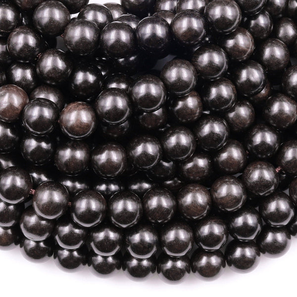 Natural Black Kamagong Ebony Wood Beads 6mm 8mm 10mm 12mm Great For Mala Prayer Meditation Therapy 15.5" Strand