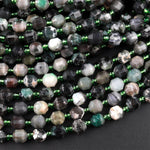 Real Genuine Natural Green Emerald Rounded 6mm Beads Faceted Energy Prism Double Terminated Point Cut 15.5" Strand