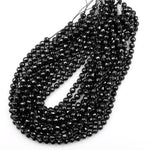 AAA Genuine Natural Black Spinel Faceted 6mm 8mm Round Beads Gemstone 15.5" Strand