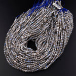 Flashy Micro Faceted Natural Labradorite 4mm Round Beads 15.5" Strand