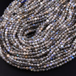 Flashy Micro Faceted Natural Labradorite 4mm Round Beads 15.5" Strand