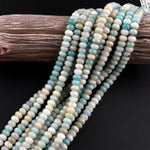 Natural Blue Amazonite Smooth Rondelle 6mm 8mm Beads 15.5" Strand