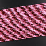 Tiny Small 2mm 3mm Natural Pink Tourmaline Plain Smooth Round Beads 15.5" Strand