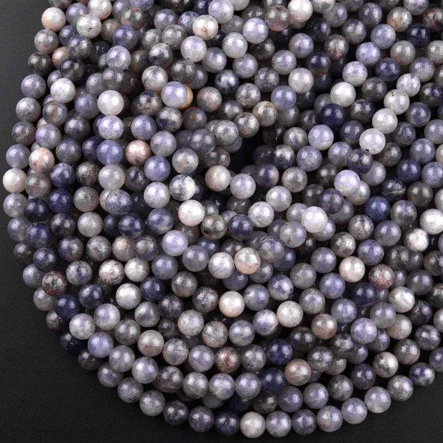 Natural Iolite 6mm 8mm 10mm Round Beads Real Purple Blue Gemstone 15.5" Strand