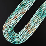 Faceted Genuine Natural Peruvian Turquoise 3mm 4mm Round Beads 15.5" Strand