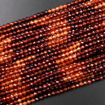 AAA Multicolor Natural Orange Hessonite Garnet Faceted 3mm 4mm Round Beads Diamond Cut Gemstone 15.5" Strand