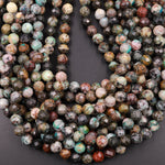 Faceted Natural Chrysocolla Round Beads 6mm 8mm 15.5" Strand