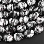 AAA Natural Black Web Jasper Teardrop Beads 12x16mm Vertically Drilled 15.5" Strand