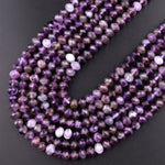 Faceted Natural Amethyst 4mm 6mm rondelle Beads 15.5" Strand
