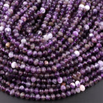 Faceted Natural Amethyst 4mm 6mm rondelle Beads 15.5" Strand