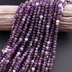 Faceted Natural Amethyst 4mm 6mm rondelle Beads 15.5" Strand