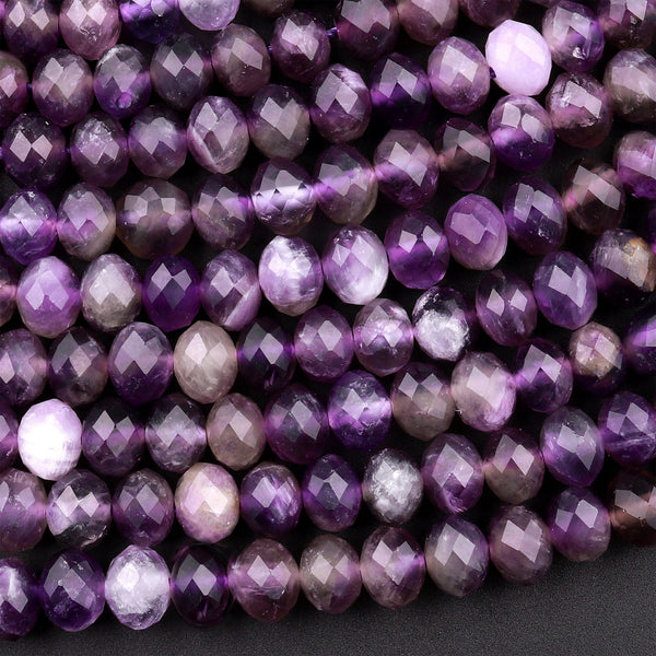 Faceted Natural Amethyst 4mm 6mm rondelle Beads 15.5" Strand
