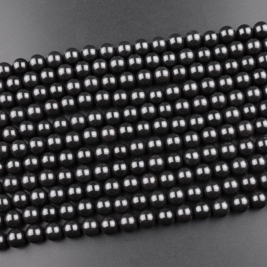 Brazilian Black Stone Round Beads 6mm 8mm 10mm High Quality Natural Black Gemstones 15.5" Strand