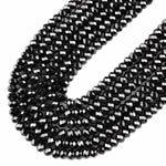 Natural Black Spinel Faceted 4mm 6mm Rondelle Beads Micro Faceted Laser Diamond Cut 15.5" Strand