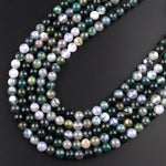 Natural Green Moss Agate Round Beads 4mm 6mm 8mm 10mm Round Beads 15.5" Strand