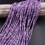 Natural Lilac Purple Lepidolite 4mm Heishi Rondelle Beads 15.5" Strand