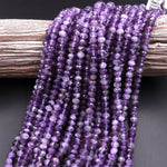 Faceted Natural Amethyst 4mm 6mm rondelle Beads 15.5" Strand