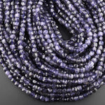 Natural Iolite Gemstone Faceted 5mm 6mm Cube Beads 15.5" Strand